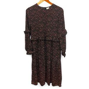 Jacqueline de Yong tiered floral midi dress black w/tiny floral print size 36/4